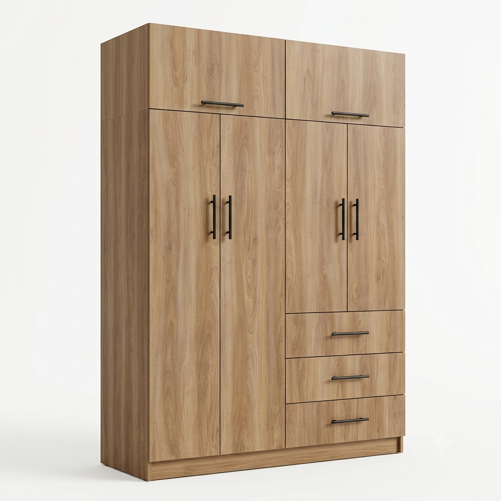 Clóset con Maletero de 4 Puertas y 3 Cajones 120 cm